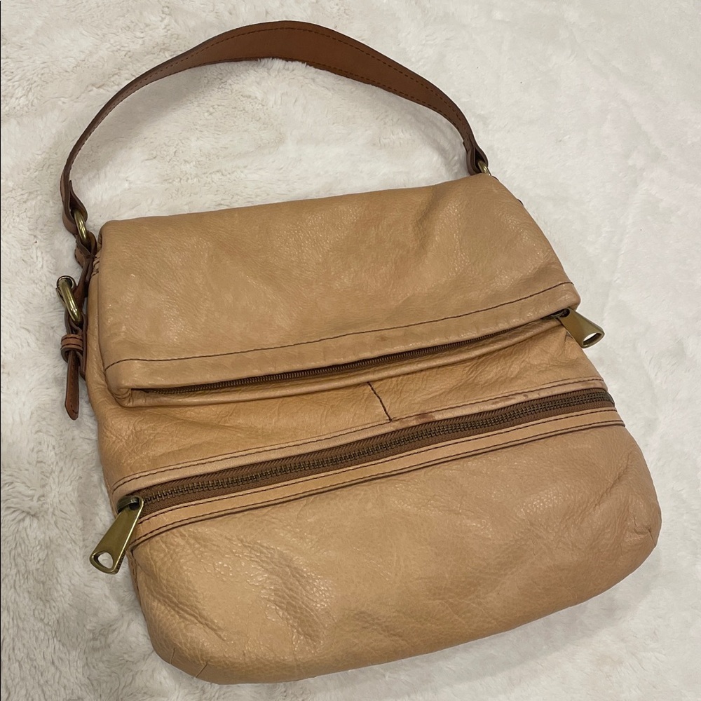 Fossil Leather Fold over Bag